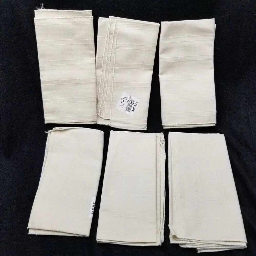Vintage Lee Jay Beige Linen Napkins Embossed Lines New Lot 6